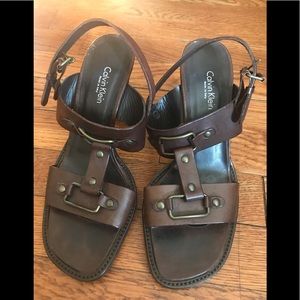 Calvin Klein Collection brown  high heels sandals